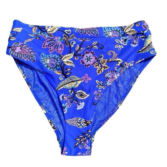 NWT New Sea Level Carnivale Floral High-Waisted Blue Swim Bikini Bottom 10 - Picture 5 of 15